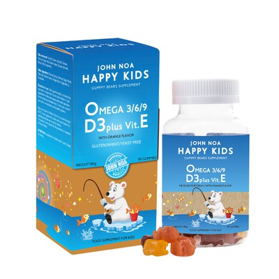 JOHN NOA Happy Kids Omega 3/6/9 D3 Plus Vit. E Παιδικό Συμπλήρωμα Διατροφής 90 Ζελεδάκια