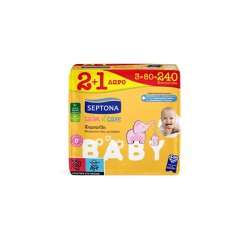 Septona Promo (2+1 Gift) Calm N' Care Baby Wipes Chamomile Soft Baby Wipes With Chamomile 3x80 pieces