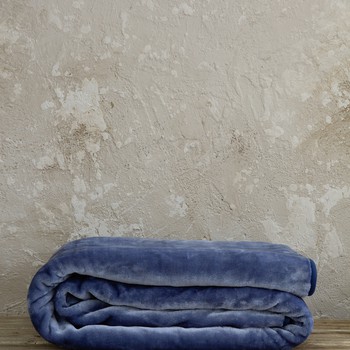 Κουβέρτα Βελουτέ Μονή (160x220) Coperta Blue Nima Home