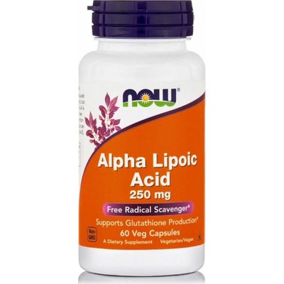 NOW Foods Alpha Lipoic Acid 250mg Συμπλήρωμα Διατροφής, Πανίσχυρο Αντιοξειδωτικό, Αποτοξίνωση Βαρέων Μετάλλων 60 Veg Κάψουλες