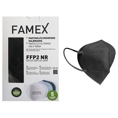 FAMEX Μάσκα Προσώπου Υψηλής Προστασίας KN95-FFP2 Χωρίς Βαλβίδα Μαύρη x40