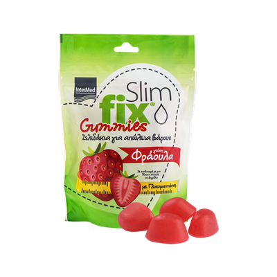 SLIM FIX  Slim fix Gummies Για Την Απώλεια Βάρους Με Γλυκομαννάνη Με Γεύση Φράουλα 500mg 42 Ζελεδάκια