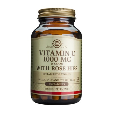 SOLGAR Vitamin C 1000mg With Rose Hips Συμπλήρωμα Διατροφής Με Βιταμίνη C & Καρπό Αγριοτριανταφυλλιάς Για Την Ενίσχυση Του Ανοσοποιητικού & Την Αντιμετώπιση Του Οξειδωτικού Στρες x100 Δισκία