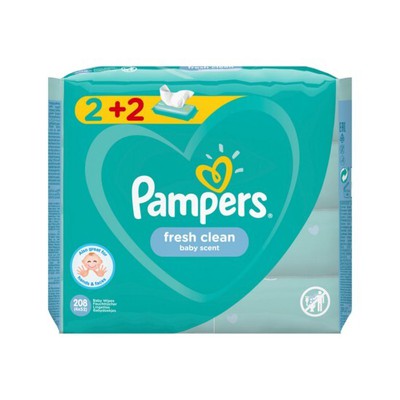 Pampers Baby Wipes Fresh Clean 2 + 2 Gift (4x52)