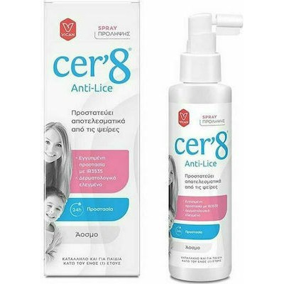 CER'8 Anti-Lice Spray Πρόληψης Των Ψειρών & Της Κόνιδας, Άοσμο 150ml
