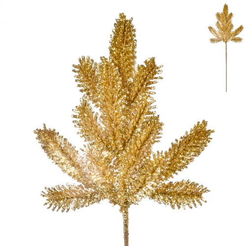 Degë Dekorative Me Gjethe Të Dendura Gold Me Xixa 