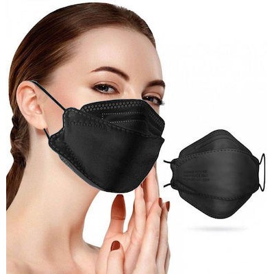 FAMEX 3D Extra Comfort Fish Style Μάσκα Υψηλής Προστασίας Ενηλίκων FFP2 Σε Μαύρο Χρώμα 40 Τεμάχια