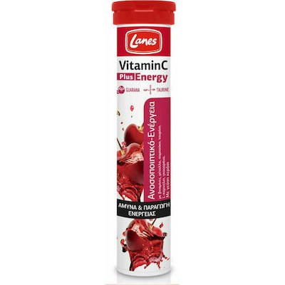 LANES Vitamin C Plus Energy Συμπλήρωμα Διατροφής Με Βιταμίνη C Για Άμυνα & Παραγωγή Ενέργειας x20 Αναβράζοντα Δισκία Με Γεύση Κεράσι
