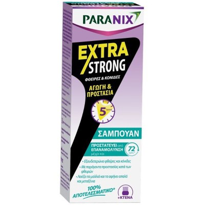 PARANIX Extra Strong Shampoo Aγωγή Για Προστασία & Άμεση Εξάλειψη Από Ψείρες & Κόνιδες 200ml & Χτένα