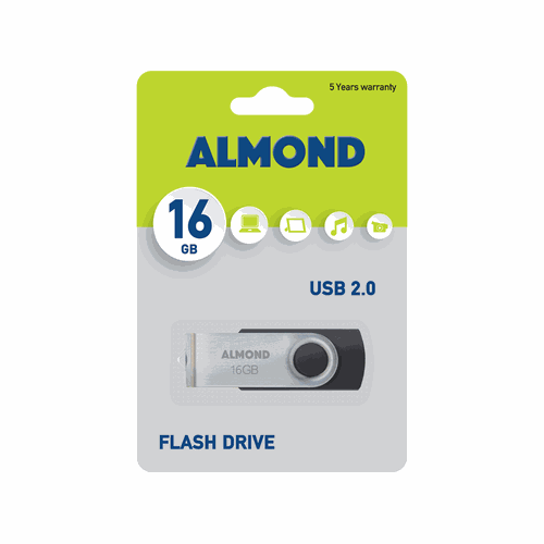 ALMOND FLASH DRIVE USB 16GB TWISTER ΜΑΥΡΟ
