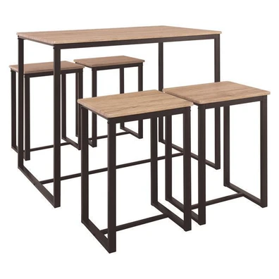 Σετ Bar Μέταλλο Σκούρο Καφέ/ SonomaΤραπέζι 100x60X