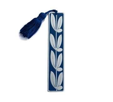 Laurel leaf bookmark-  blue