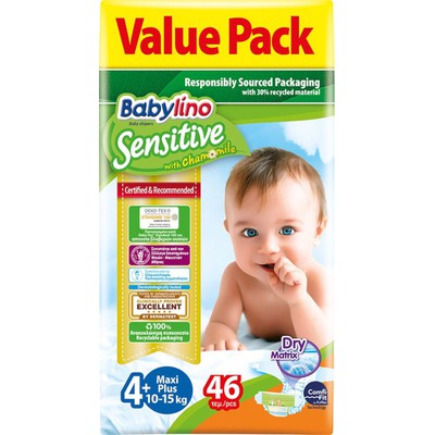 Babylino Maxi Plus Νο.4+ (10-15 kg) Value Pack Απορροφητικές & Πιστοποιημένα Φιλικές Βρεφικές Πάνες x Τεμάχια