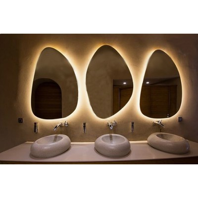 Led mirror triptych, set of 3, pebble pieces 60x80