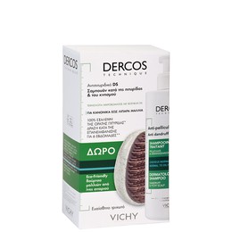 Vichy Promo Dercos Anti Dandruff Shampoo Normal To Oily Hair 400ml & Δώρο Βούρτσα Μαλλιών Από Ίνες Σιταριού