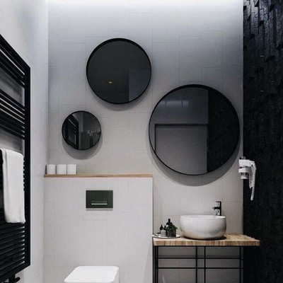 Σύνθεση στρογγυλών καθρεπτών μπάνιου τοίχου από μέ