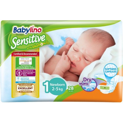 Babylino Newborn Nο.1 (2-5 kg) Απορροφητικές & Πιστοποιημένα Φιλικές Βρεφικές Πάνες, 28 Τεμάχια