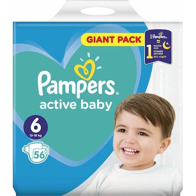 PAMPERS Active Baby Giant Pack No 6 (13-18Kg) 56 Τεμάχια
