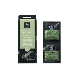 Apivita Express Beauty Face Mask Green Clay Μάσκα Προσώπου Με Πράσινη Άργιλο Για Βαθύ Καθαρισμό 2x8ml