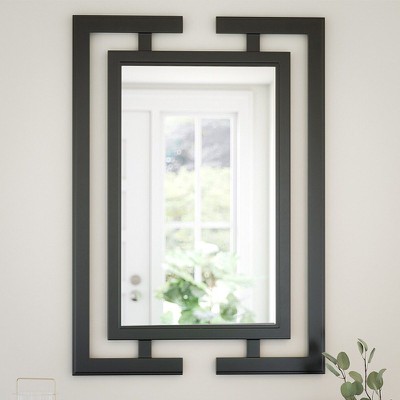Καθρέπτης τοίχου με μαύρη μασίφ λάμα χάλυβα 70x90