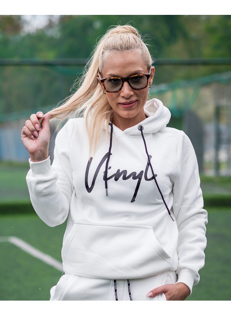 Vinyl art clothing be authentic hoodie - white