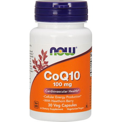 NOW FOODS CoQ10 100mg With Hawthorn Berry Συμπλήρωμα Διατροφής Με Συνένζυμο Q10 & Λευκάνθα Με Αντιοξεισωτική Δράση Για Την Υγεία Tου Καρδιαγγειακού Συστήματος x30 Φυτικές Κάψουλες