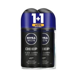 1+1 ΔΩΡΟ Nivea Men Deo Deep Black Carbon Roll On-Α