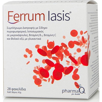 PHARMAQ Ferrum Iasis Συμπλήρωμα Διατροφής Με Σίδηρο, Βιταμίνη B12 & C x28 Φιαλίδια Διασπειρόμενα Στο Στόμα Με Ευχάριστη Γεύση Πορτοκάλι 