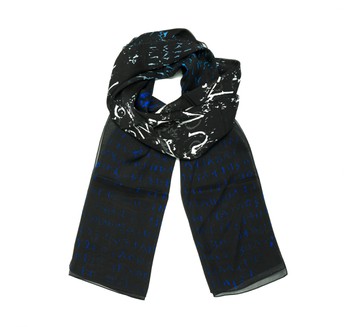 Samos Decree silk scarf - Βlack and blue ombré