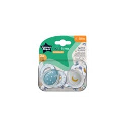 Tommee Tippee Orthodontic Night Time Πιπίλες Σιλικόνης 6-18m 2 τεμάχια