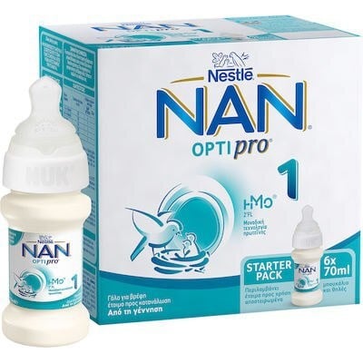 NAN Optiro 1 Starterpack Γάλα Για Βρέφη Έτοιμα Προς Κατανάλωση 6x70ml