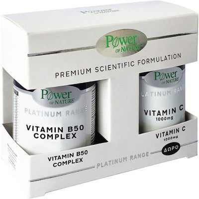 POWER HEALTH Platinum Range Vitamin B50 Complex 30 Κάψουλες & ΔΩΡΟ Vitamin C 1000mg 20 Κάψουλες