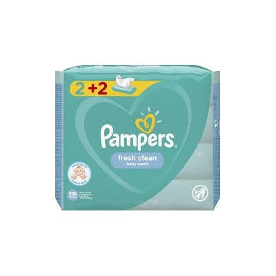 Pampers Fresh Clean Baby Wipes 2 + 2 Gift 208pcs (