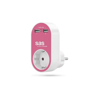 Adapter 1 Way + 2x USB Pink