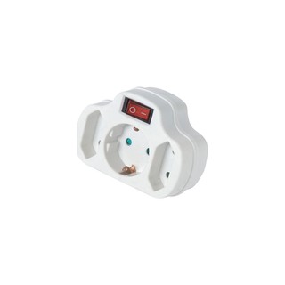 Adapter 1 Way + 2 Bipolar with Switch White