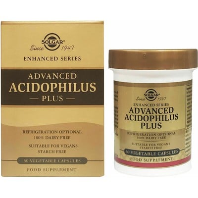 SOLGAR Advanced Acidophilus Plus Συμπλήρωμα Διατροφής Για Τη Διατήρηση Της Φυσιολογικής Λειτουργίας Του Εντέρου x60 Κάψουλες