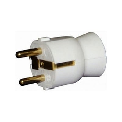 Plug 2P+E Schuko Straight White