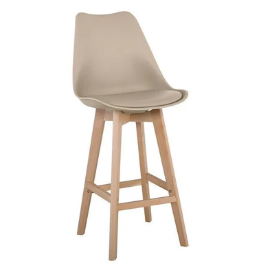 Σετ Σκαμπώ Bar 4 τμχ Ξύλο/PP Sand-Beige/ Μονταρισμ