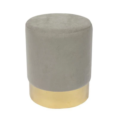 Stool Gold/ Fabric Grey Velure D.37x44cm ZWW Sol
