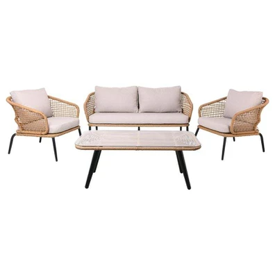 Salsa Plus set Σαλόνι Κήπου alu Μαύρο-Γυαλί-Wicker