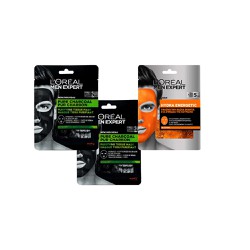 L'Οreal Paris Promo Men Expert Pure Carbon Purifying Tissue Mask 2x30gr & Hydra Energetic Tissue Mask 1x30gr