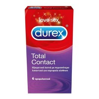 Durex Total Contact 6τμχ - Εξαιρετικά Λεπτά Προφυλακτικά Με Περισσότερο Λιπαντικό