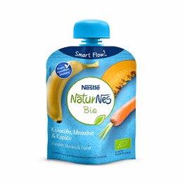 Nestle Naturnes Bio Φρουτοπουρές με Κολοκύθα, Μπανάνα & Καρότο, 6m+, 90g