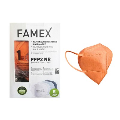 FAMEX Particle Filtering Half NR Μάσκα Προστασίας FFP2 Πορτοκαλί 30 Τεμάχια 3x10