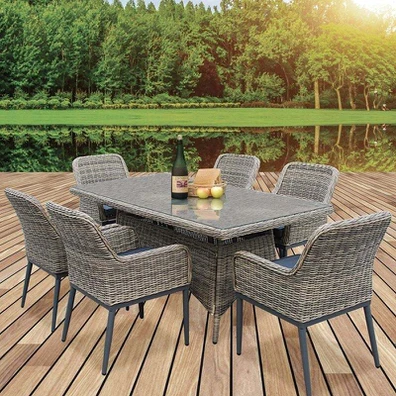 Havana set Τραπεζαρία Κήπου Alu,wicker Grey Brown-