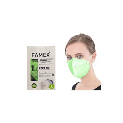 Famex Μάσκα Υψηλής Προστασίας Ενηλίκων FFP2 NR Πράσινη 10 τεμάχια