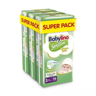 BABYLINO Sensitive Cotton Soft Πάνες Παιδικές Nο3 4-9kg (56x3) 168 Τεμάχια Super Pack