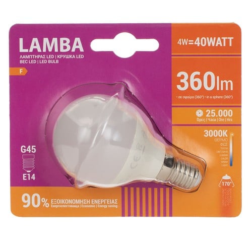 Llampë LED SMD Globe 4W G45 E14 3000K