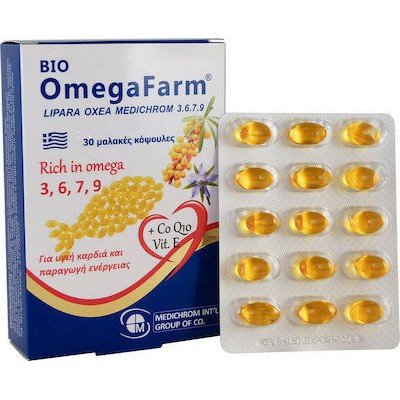 MEDICHROM OmegaFarm Omega 3 6 7 9 & Co Q10 Vitamin E Φυσικό Συμπλήρωμα Διατροφής 30 Μαλακές Κάψουλες
