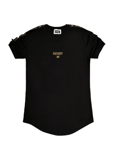 Henry clothing gold tape tee- black